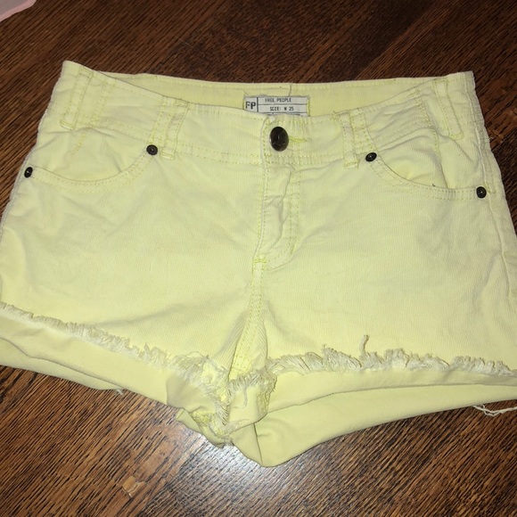 yellow jean shorts